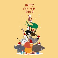 Happy new year 2019 postcard vector