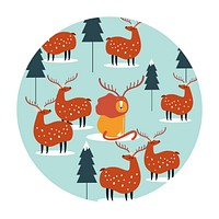 Seamless background with reindeers and lion vector