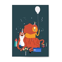 Animal themed invitation card vector