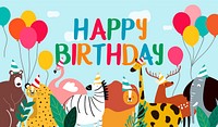Happy birthday card animal theme vector