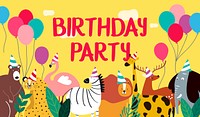 Animal theme happy birthday card vector