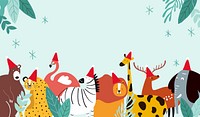 Animal theme Merry Christmas card vector