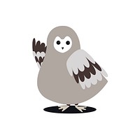 Cute gray wild owl cartoon illustration