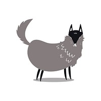 Cute gray wolf wildlife cartoon illustration