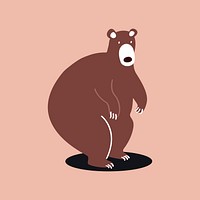 Brown grizzly bear animal cute wildlife cartoon illustration for kids