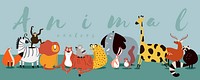 Cute group of wild animals vector