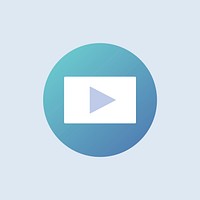 Play button icon vector in blue