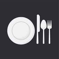 White dish and utensils set vector illustration