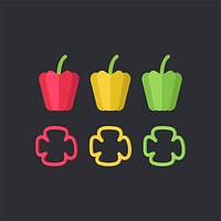 Colorful bell peppers food vector