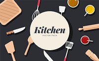 Kitchen utensils and ingredients vector set