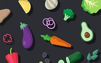 Various fresh organic vegetables vector pack