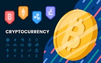 Group of cryptocurrencies electronic cash symbol vector