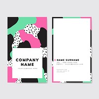 Colorful geometric Memphis style business card