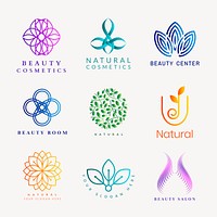 Colorful wellness spa logo, gradient modern design vector set