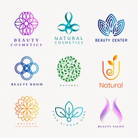 Colorful wellness spa logo, gradient modern design psd collection