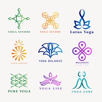 Colorful wellness spa logo, gradient modern design vector set