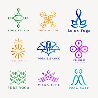 Colorful wellness spa logo, gradient modern design psd collection