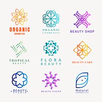 Colorful wellness spa logo, gradient modern design vector set