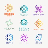 Colorful wellness spa logo, gradient modern design psd collection