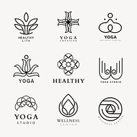 Beauty spa logo template, professional design for health & wellness business vector set