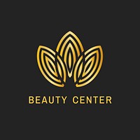 Beauty center leaf logo, elegant gold design for health & wellness business psd