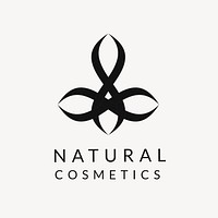 Natural cosmetics logo template, beauty business psd