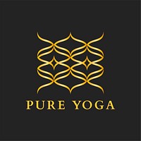 Modern yoga logo template, classy gold wellness business psd