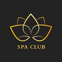 Spa club flower logo template, gold modern design vector