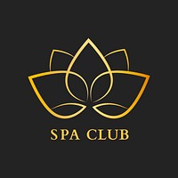 Spa club flower logo template, gold modern design psd