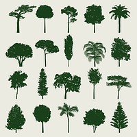 Collection of tree silhouettes vector