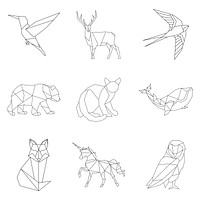 Set of animal linear illustrations