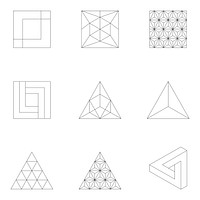 Linear illustration of geometric shapes