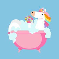 Unicorn taking a bath vector
