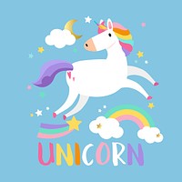 Unicorn with magical elements vector