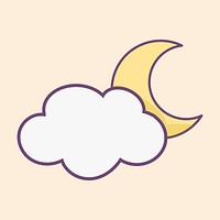 Cloud and moon icon vector