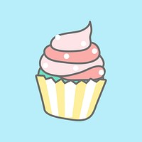Pink delicious creamy cupcake vector
