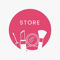 Pink beauty store logo cosmetics vector