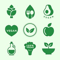 Collection of vegan icon vectors