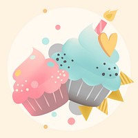 Colorful cupcake vector with a candle