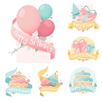 Collection of colorful birthday badge vectors
