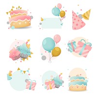 Collection of colorful birthday badge vectors