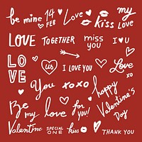 Valentine&rsquo;s day greeting stickers psd cute card decorations collection