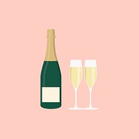 Festive champagne bottle psd sparkling drinks sticker