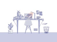 Home office workspace illustration