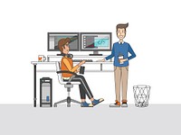 Illustration of programmers at a desk