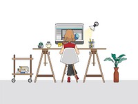 Home office workspace illustration