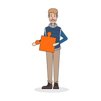 Illustration of a man holding a puzzle piece