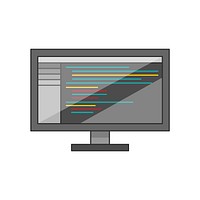 Illustration of a monitor with software on the desktop