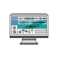 Illustration of a monitor with software on the desktop