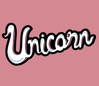 Unicorn word typography design illustration